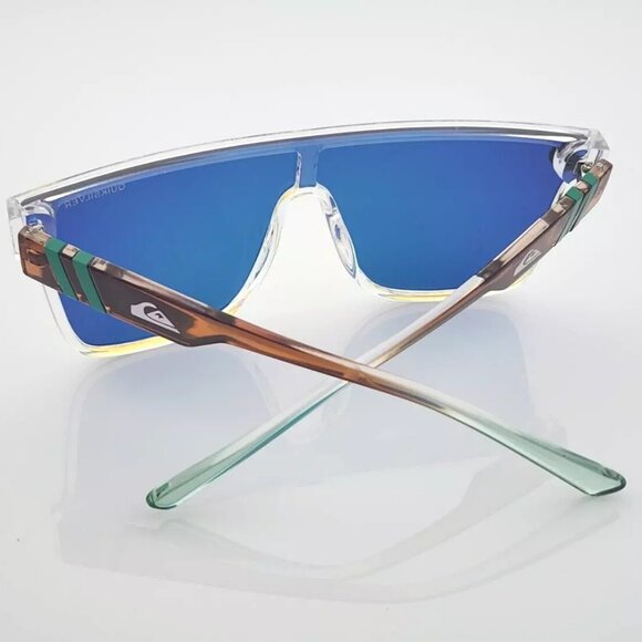 Quiksilver Shield Sunglasses Clear Brown Frame Yellow Mirror Shield Lens NEW Q10 - Picture 7 of 12